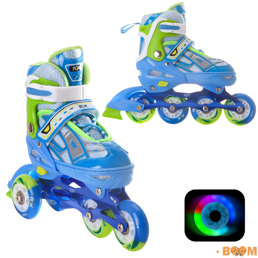 Роликовые коньки раздвижные YUPPIE Blue LED подсветка колес